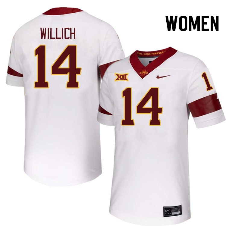 Women #14 Carson Willich Iowa State Cyclones College Football Jerseys Stitched-White